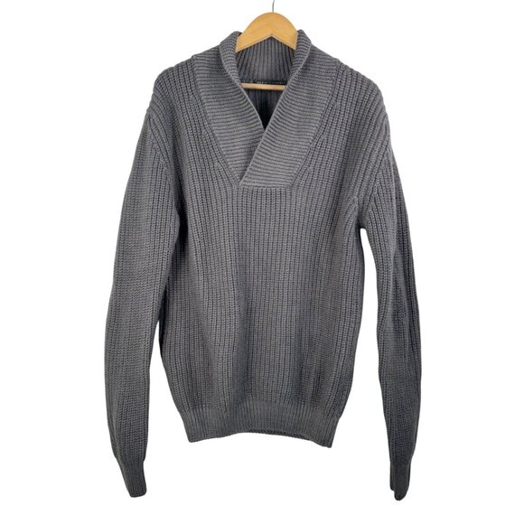 Daniele Fiesoli Italian Knit chunky wool sweater grey‎ preppy sz L - Picture 1 of 6